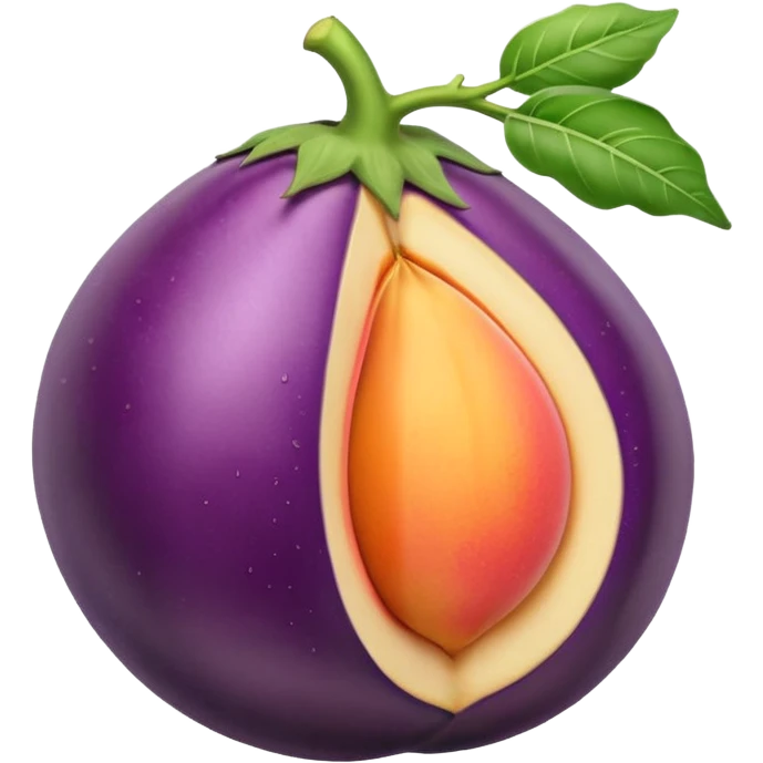 Eggplant with white liquid coming out the top being inserted into a 🍑  emoji