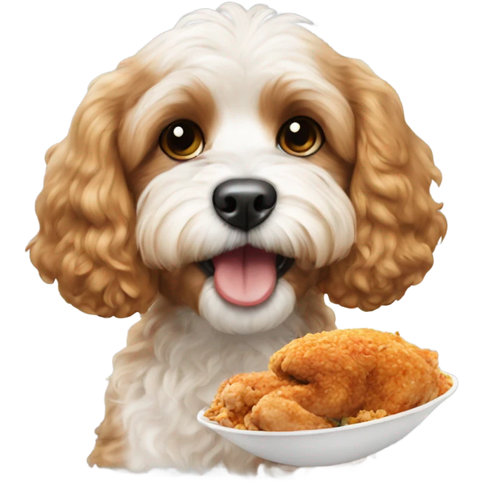 Cavoodle eating chicken emoji