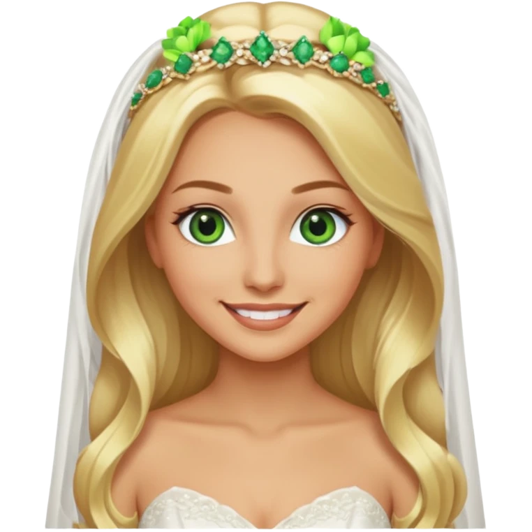 Fille cheuveux blond longt yeux vert  maquiller robe de mariage Métisse chronique emoji