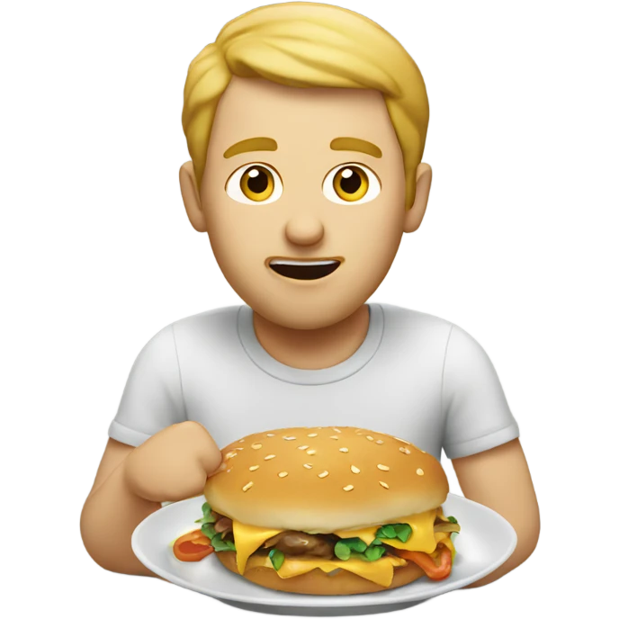 White man eating emoji