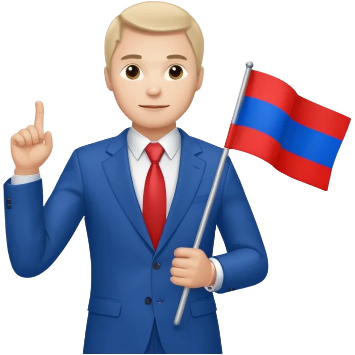 a Russian man in a suit with a flag in his hand emoji