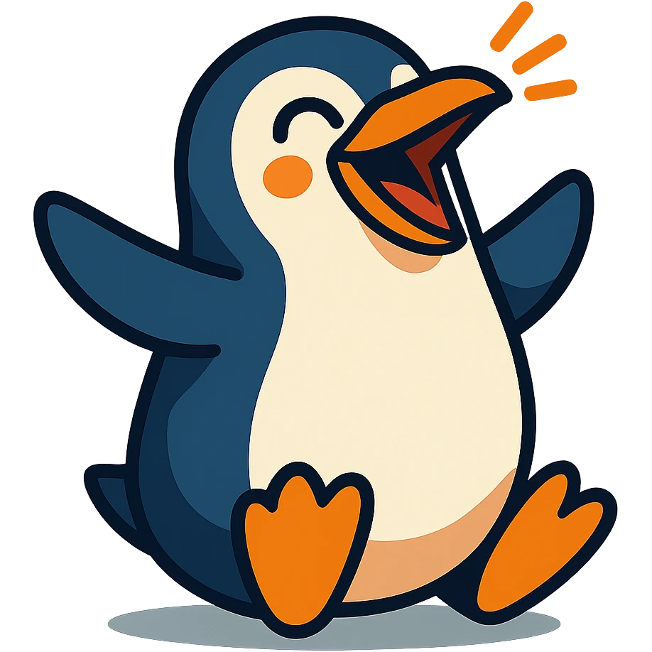 vibrant toon style laughing penguin emoji