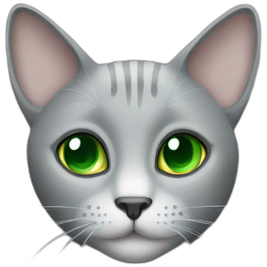 Grey cat with Green eyes emoji