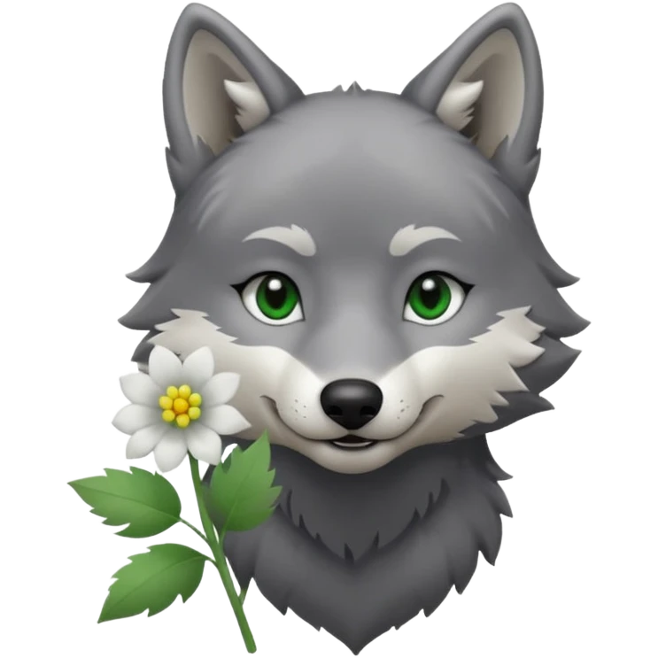 wolf holds flower emoji