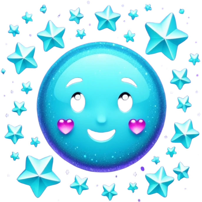 Glitter Purple and Cian bye emoji