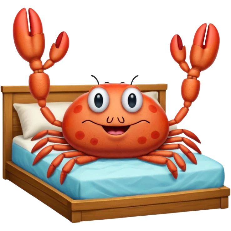 misters Krabs from SpongeBob sleeping in a bed and there floating zzz signs emoji