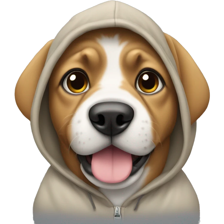 A dog wearing a hoodie emoji