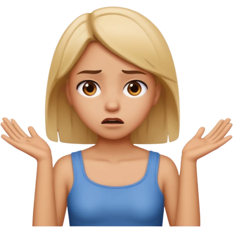 A girl upset shrugging her shoulders ￼ emoji