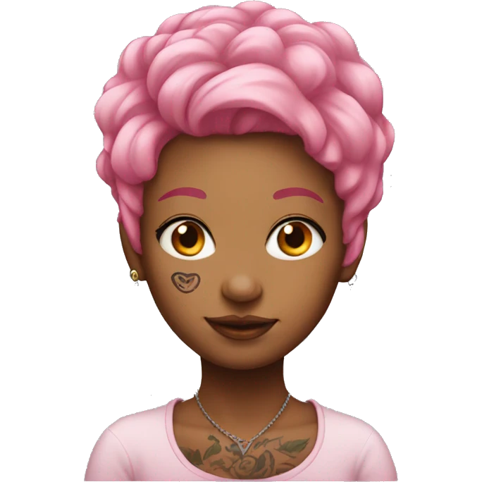 pink hair girl with neck tattoo emoji