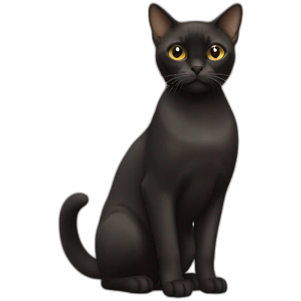 Black Burmese Cat Full Body emoji