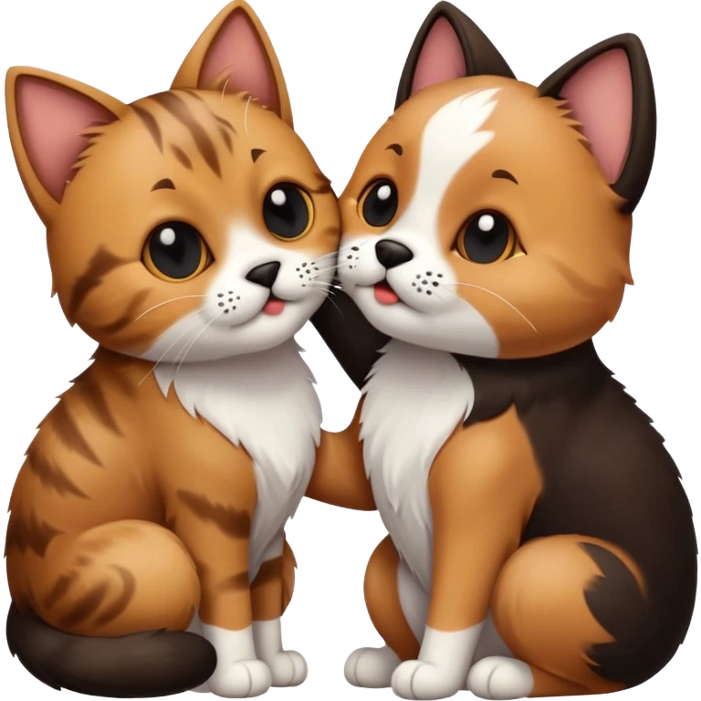 cat with dog kisisng emoji