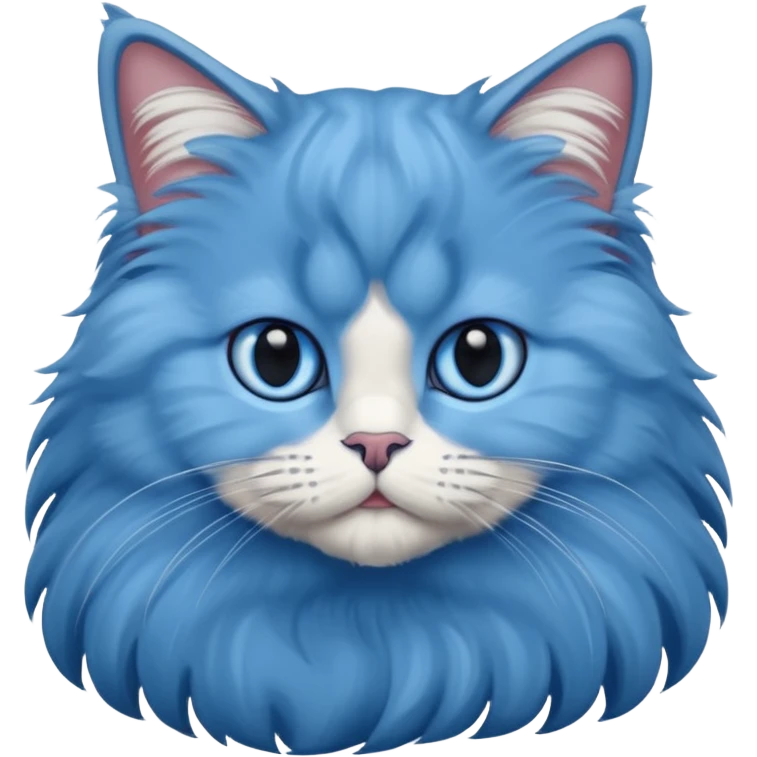 A cat which is a brittish longhair whit is blue color and hes eyes are blue emoji