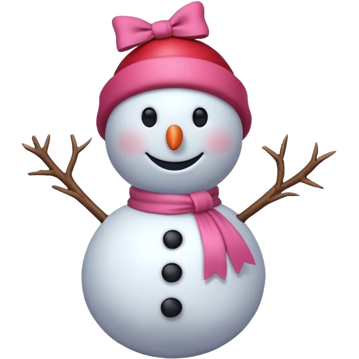 Red snowman with pink bow emoji