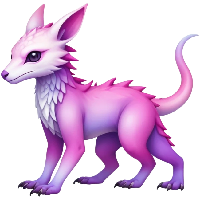 Cool Edgy Purple-pink-white-gradient ethereal badass Fionbri-Vernid-Trico-animal-creature full body emoji