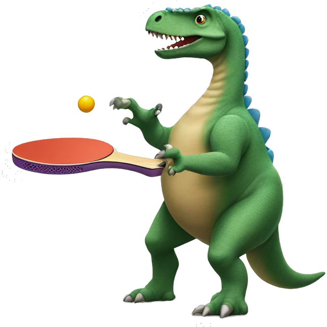 dinosaur playing ping pong with a slipper emoji