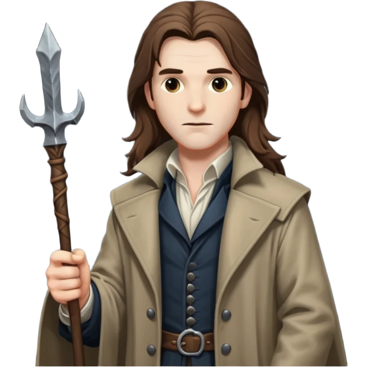 Van Helsing (male) from Dracula with long brown hair emoji