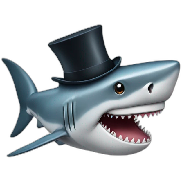 Shark with a top hat emoji