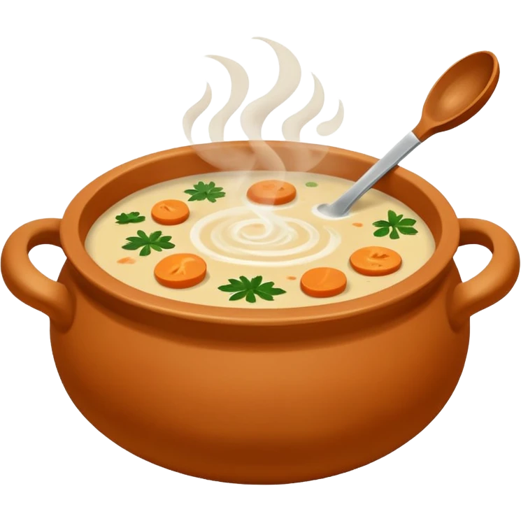 soup in clay, no spoon emoji