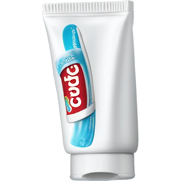 toothpaste with brand name COLGATE written on the tube clearly emoji