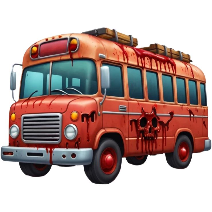 Zombie apocalypse bus..... in the style of your bleeding skull art. More blood and a zombies stuck to the grill that have been ran over. And chainsaws mounted to it to kill more zombies emoji