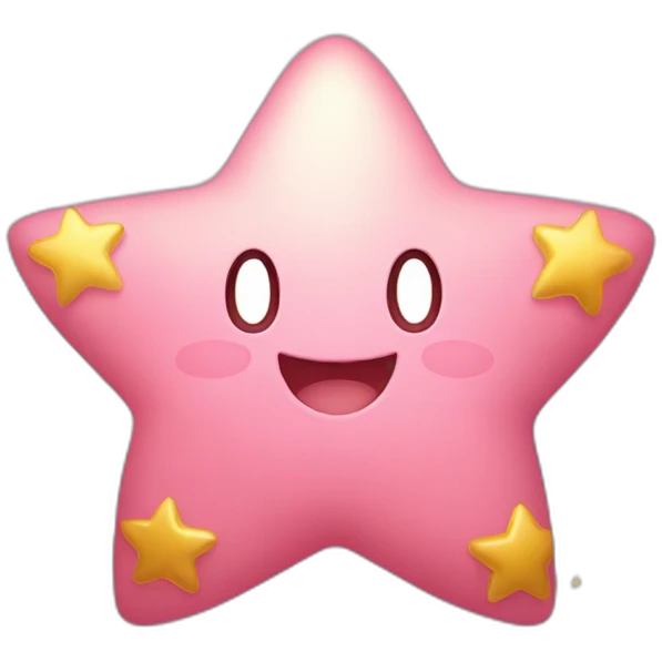 clean cute happy Kirby with a golden star emoji