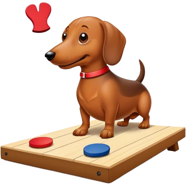Wiener dog playing cornhole emoji