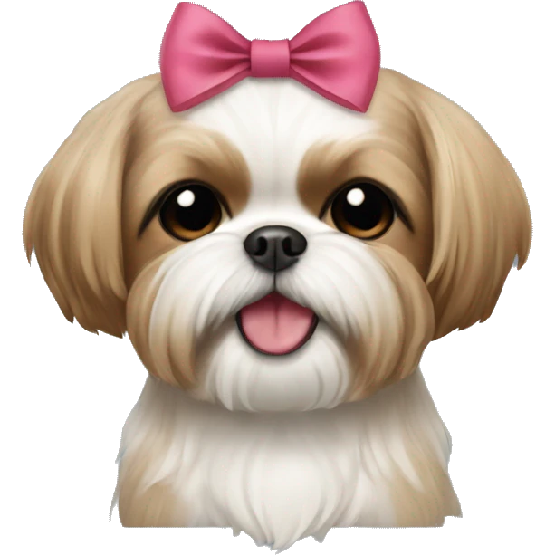 light brown shihtzu with a bow in her head smiling emoji
