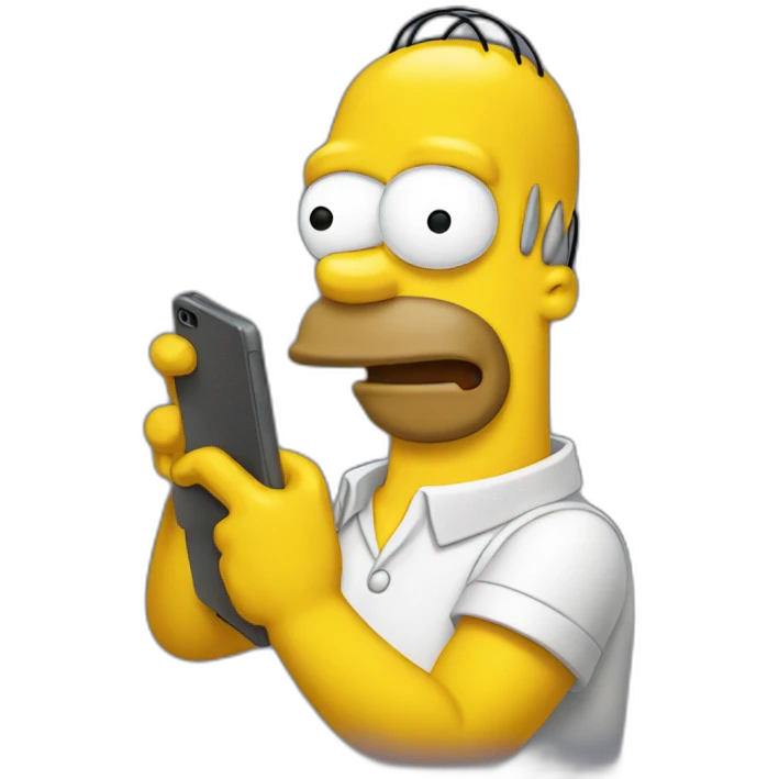 Homer looking at a phone emoji