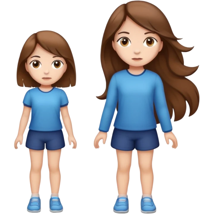 full body girl with brown hair standing up neutral expression emoji