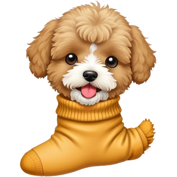  light brown maltipoo eat sock emoji