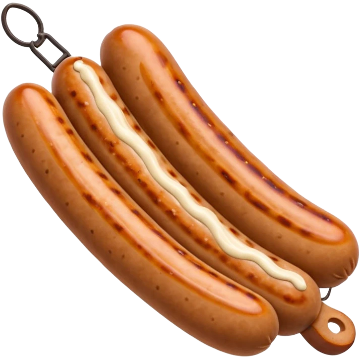 A sausage that squirts white sauce from top emoji