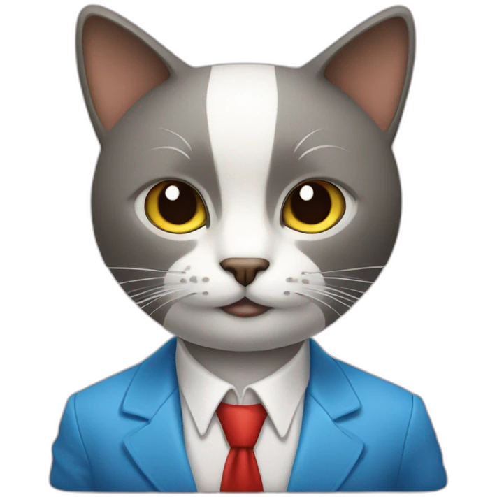 Un chat en suprer man qui joue au poker emoji