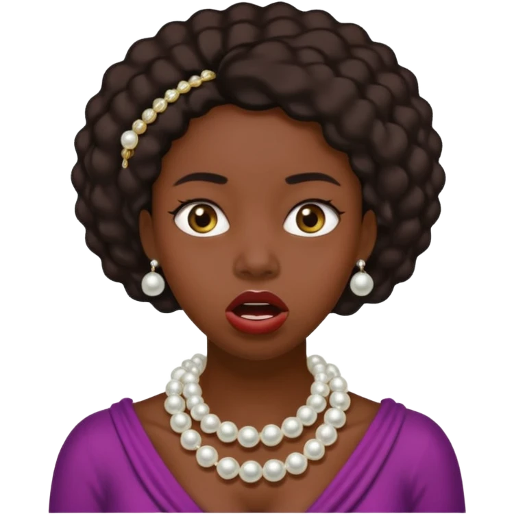 Black woman clutching  pearls on neck and looking shocked  emoji