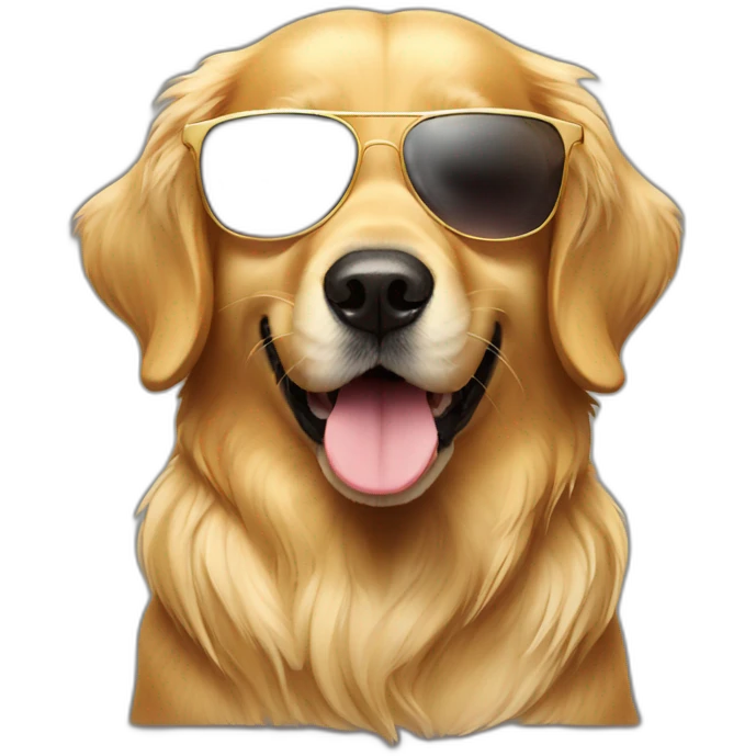Golden retriever dog with sunglasses emoji
