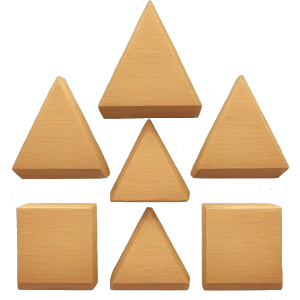 3 wooden blocks that when stacked become a triangle emoji