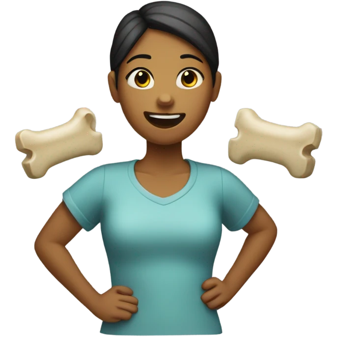 Girl with dog bone in mouth emoji