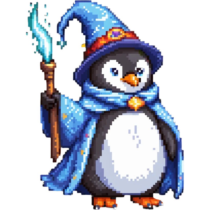 penguin wizard casting a spell emoji