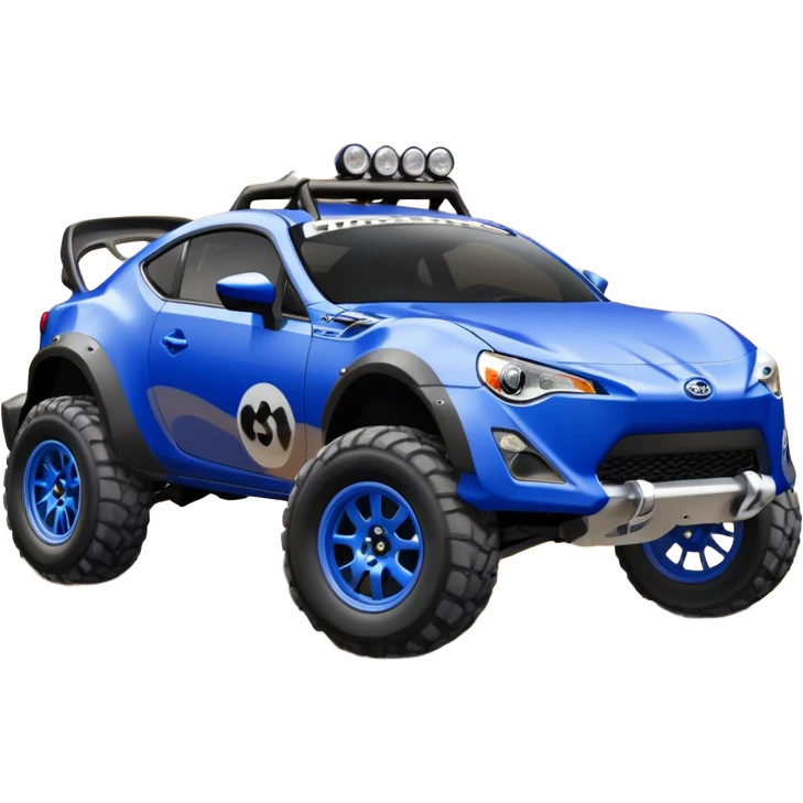 2013 scion fr-s ultramarine off road 4wd monster Baja dessert racer number 86 with large silver wheels  emoji