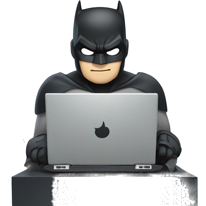 Batman working on a laptop. He is a programmer. emoji