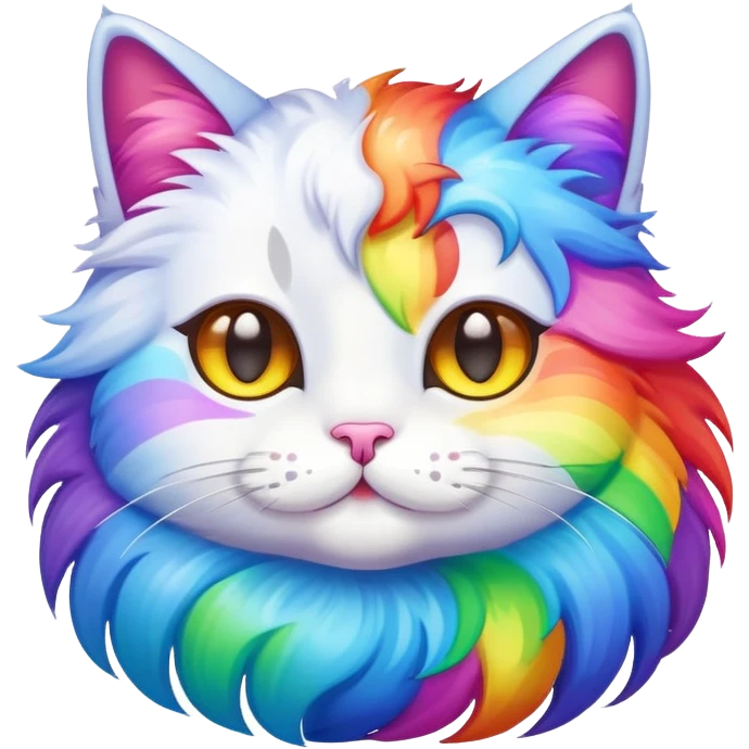 a cute cat with rainbow colors emoji