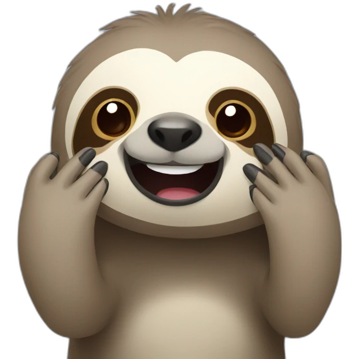 sloth with surprise face with hands on face emoji