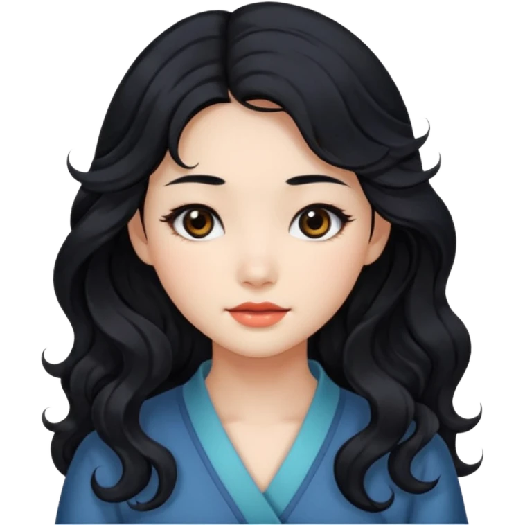 Beautiful girl,Black hair,wavy hair，long hair,Black eyes,Chinese emoji