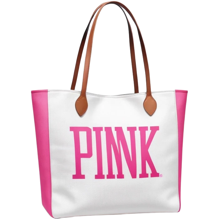 Victoria's Secret pink tote bag with logo emoji