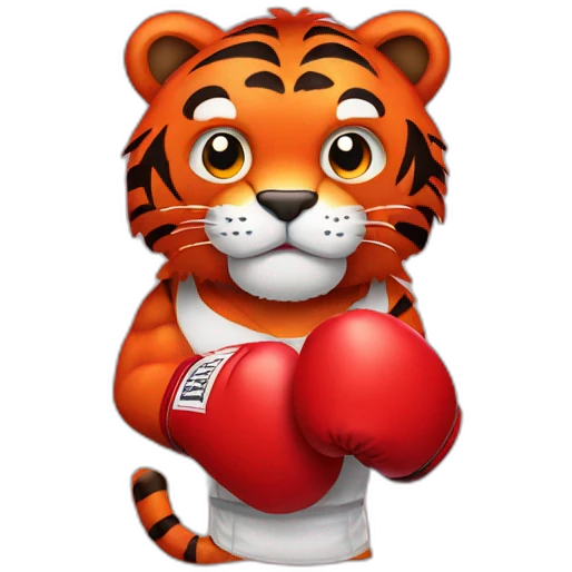 Red fur Tiger wearing boxing gloves  emoji