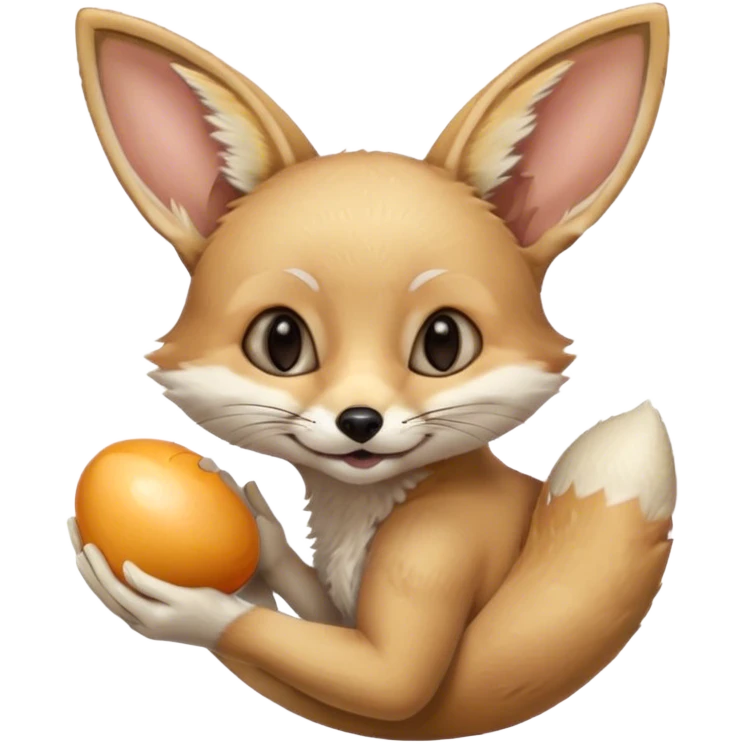 fennec carrying an unpeeled egg with his mouth emoji