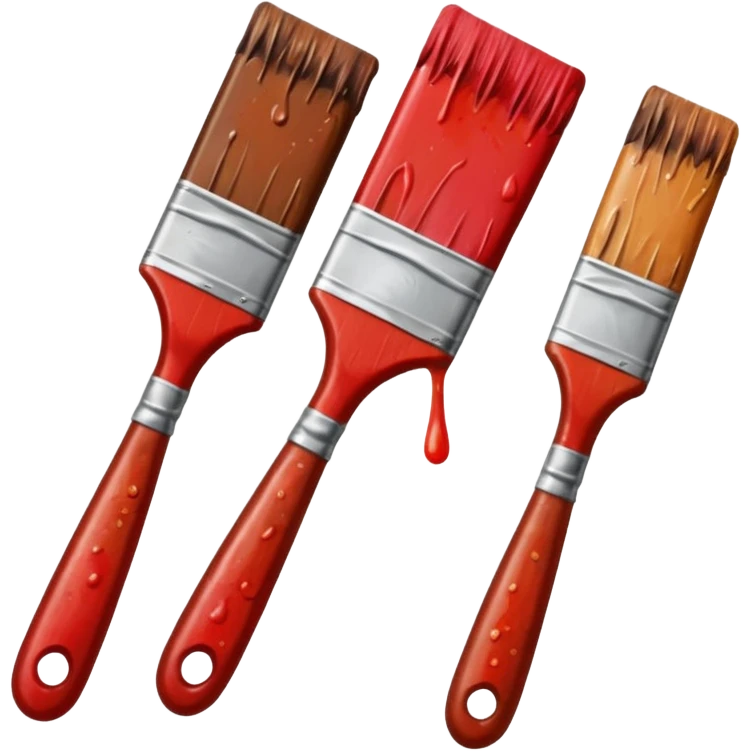 STICKER PINCEAUX ROUGE ET BRUN AVEC  PEINTURE ET TACHE DE PEINTURE emoji