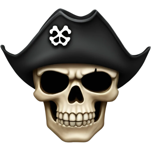 Skull, dark, with brown pirate hat and black eyepatch  emoji