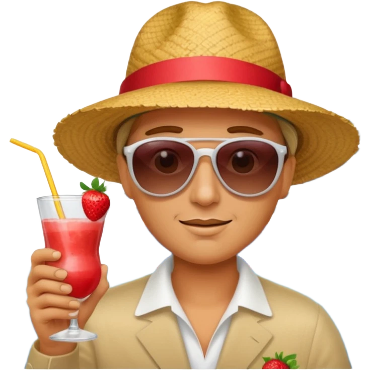 On a cruise ship, some bathing drinking a strawberry daiquiri emoji