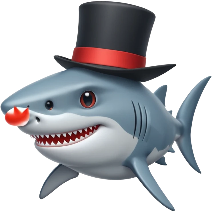 Shark with a top hat emoji