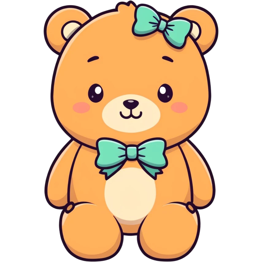 white cute bear bows pink emoji